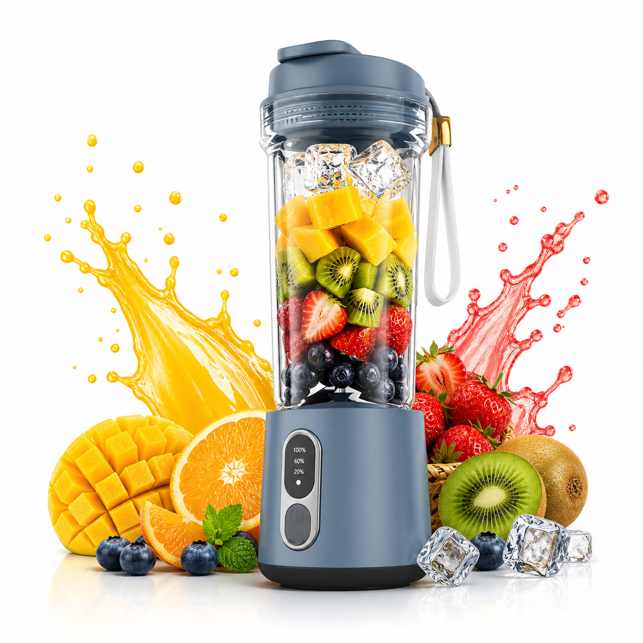 Cordless blender bottle for smoothies at gym office or outdoor use