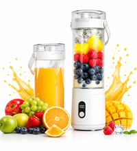 Portable rechargeable blender for smoothies and fresh fruit juice on the go